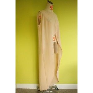 NWT RARE LONDON Sz 8 Elegant Dip Hem Wrap Open Front Long Cardigan Beige UK Made